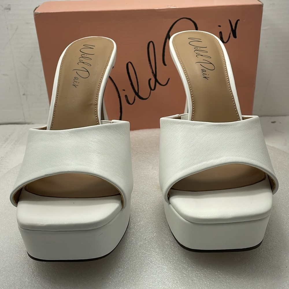 Nine West Rajaah Platform Slide Sandals, White, Women Size 10M Item#727
